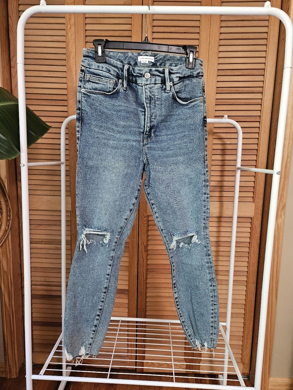 Good American High Rise Distressed Blue Jeans